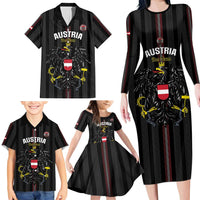 Custom Austria Football Family Matching Long Sleeve Bodycon Dress and Hawaiian Shirt 2026 Go Das Team Striped Style - Wonder Print Shop