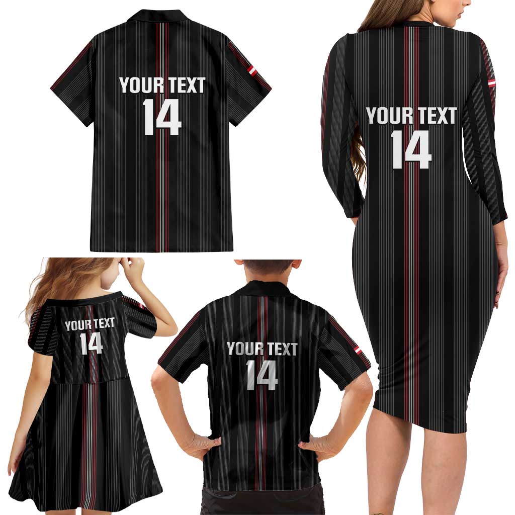 Custom Austria Football Family Matching Long Sleeve Bodycon Dress and Hawaiian Shirt 2026 Go Das Team Striped Style - Wonder Print Shop