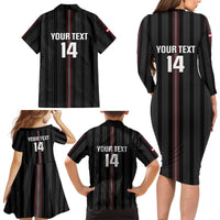 Custom Austria Football Family Matching Long Sleeve Bodycon Dress and Hawaiian Shirt 2026 Go Das Team Striped Style - Wonder Print Shop