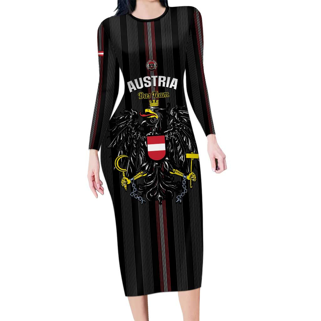 Custom Austria Football Family Matching Long Sleeve Bodycon Dress and Hawaiian Shirt 2026 Go Das Team Striped Style - Wonder Print Shop