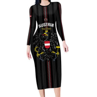 Custom Austria Football Family Matching Long Sleeve Bodycon Dress and Hawaiian Shirt 2026 Go Das Team Striped Style - Wonder Print Shop