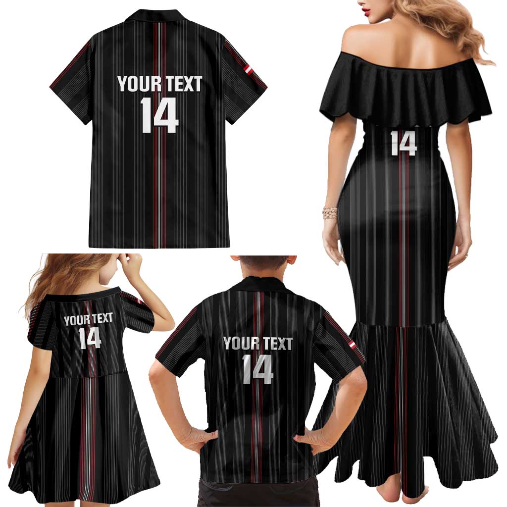 Custom Austria Football Family Matching Mermaid Dress and Hawaiian Shirt 2026 Go Das Team Striped Style - Wonder Print Shop