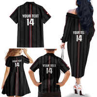 Custom Austria Football Family Matching Off The Shoulder Long Sleeve Dress and Hawaiian Shirt 2026 Go Das Team Striped Style - Wonder Print Shop