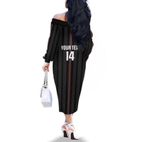 Custom Austria Football Family Matching Off The Shoulder Long Sleeve Dress and Hawaiian Shirt 2026 Go Das Team Striped Style - Wonder Print Shop
