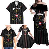 Custom Austria Football Family Matching Off Shoulder Maxi Dress and Hawaiian Shirt 2026 Go Das Team Striped Style - Wonder Print Shop