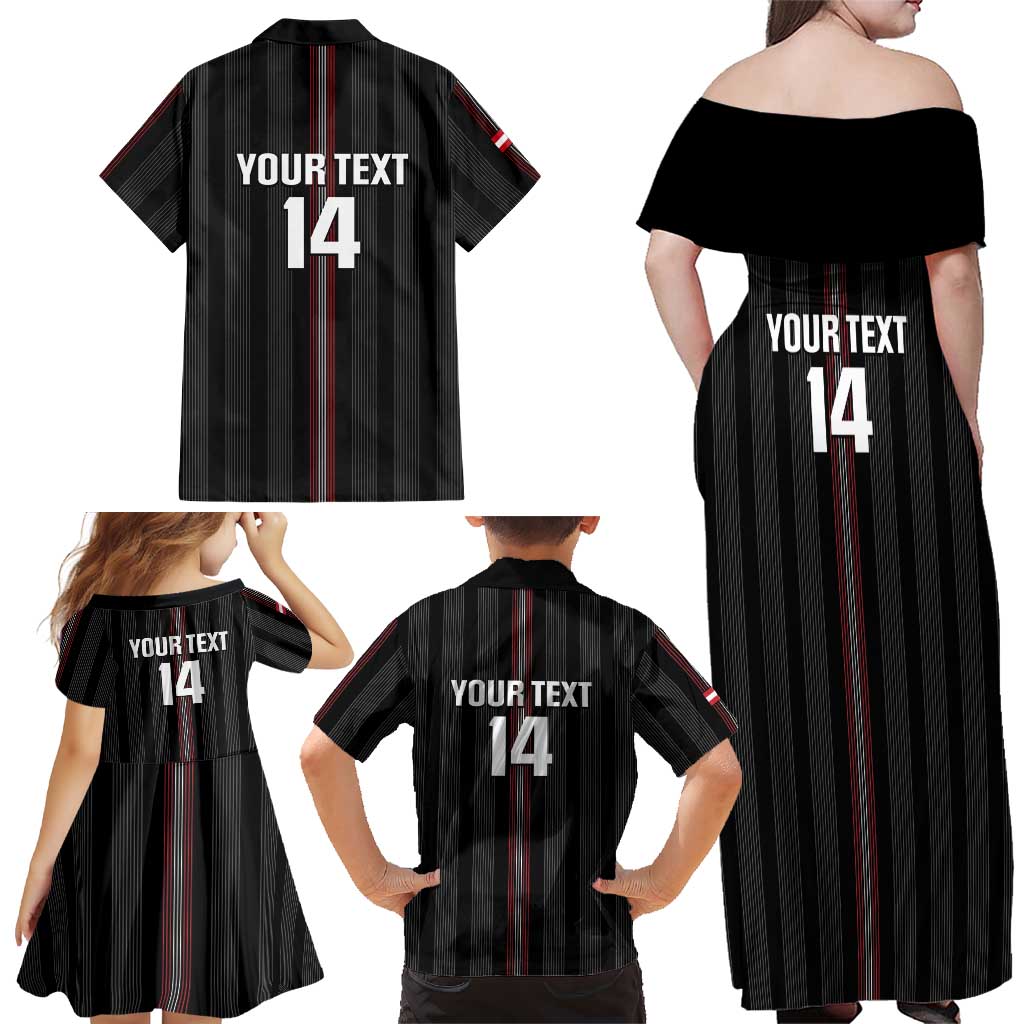 Custom Austria Football Family Matching Off Shoulder Maxi Dress and Hawaiian Shirt 2026 Go Das Team Striped Style - Wonder Print Shop