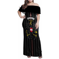 Custom Austria Football Family Matching Off Shoulder Maxi Dress and Hawaiian Shirt 2026 Go Das Team Striped Style - Wonder Print Shop