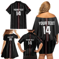 Custom Austria Football Family Matching Off Shoulder Short Dress and Hawaiian Shirt 2026 Go Das Team Striped Style - Wonder Print Shop