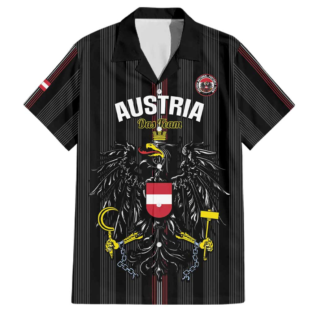 Custom Austria Football Family Matching Off Shoulder Short Dress and Hawaiian Shirt 2026 Go Das Team Striped Style - Wonder Print Shop