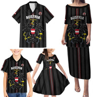 Custom Austria Football Family Matching Puletasi and Hawaiian Shirt 2026 Go Das Team Striped Style - Wonder Print Shop