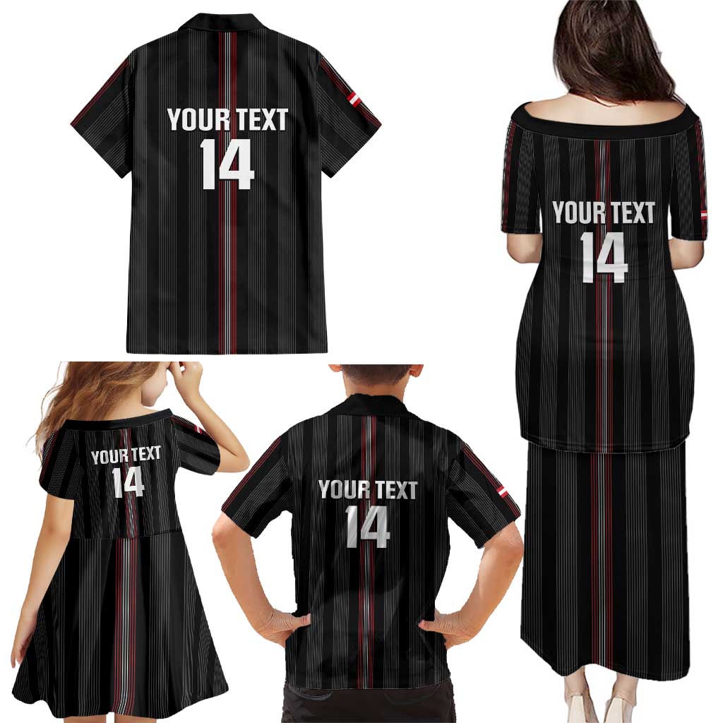 Custom Austria Football Family Matching Puletasi and Hawaiian Shirt 2026 Go Das Team Striped Style - Wonder Print Shop