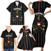 Custom Austria Football Family Matching Short Sleeve Bodycon Dress and Hawaiian Shirt 2026 Go Das Team Striped Style - Wonder Print Shop