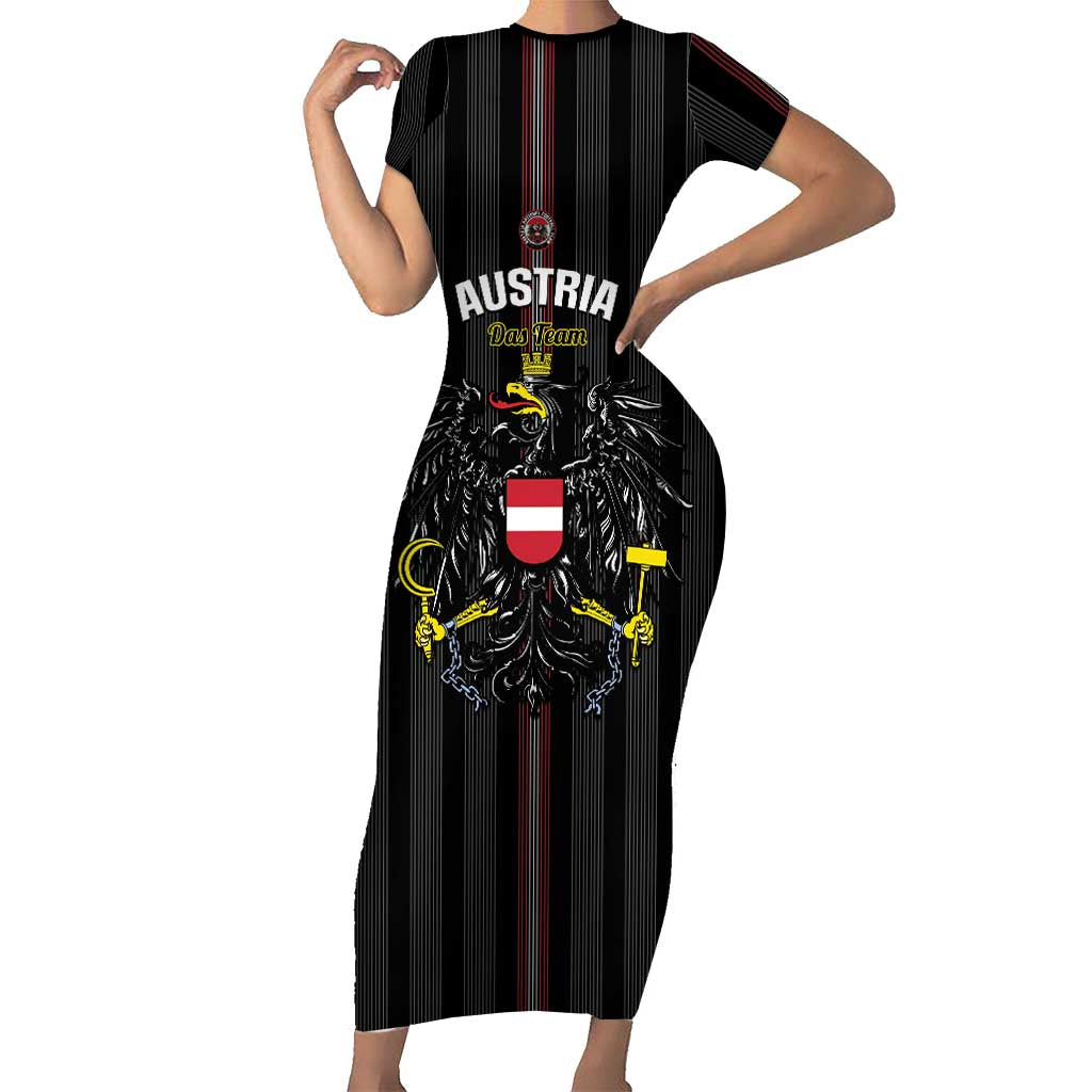 Custom Austria Football Family Matching Short Sleeve Bodycon Dress and Hawaiian Shirt 2026 Go Das Team Striped Style - Wonder Print Shop