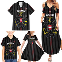 Custom Austria Football Family Matching Summer Maxi Dress and Hawaiian Shirt 2026 Go Das Team Striped Style - Wonder Print Shop