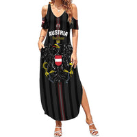 Custom Austria Football Family Matching Summer Maxi Dress and Hawaiian Shirt 2026 Go Das Team Striped Style - Wonder Print Shop