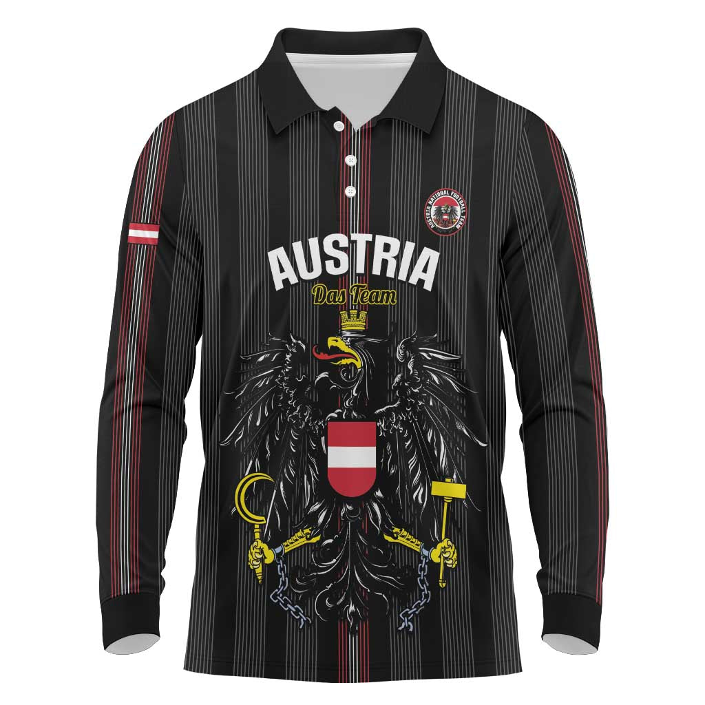 Custom Austria Football Long Sleeve Polo Shirt 2026 Go Das Team Striped Style - Wonder Print Shop
