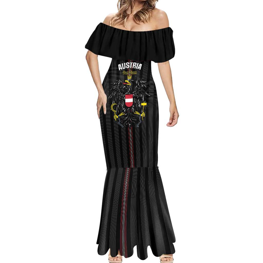 Custom Austria Football Mermaid Dress 2026 Go Das Team Striped Style - Wonder Print Shop