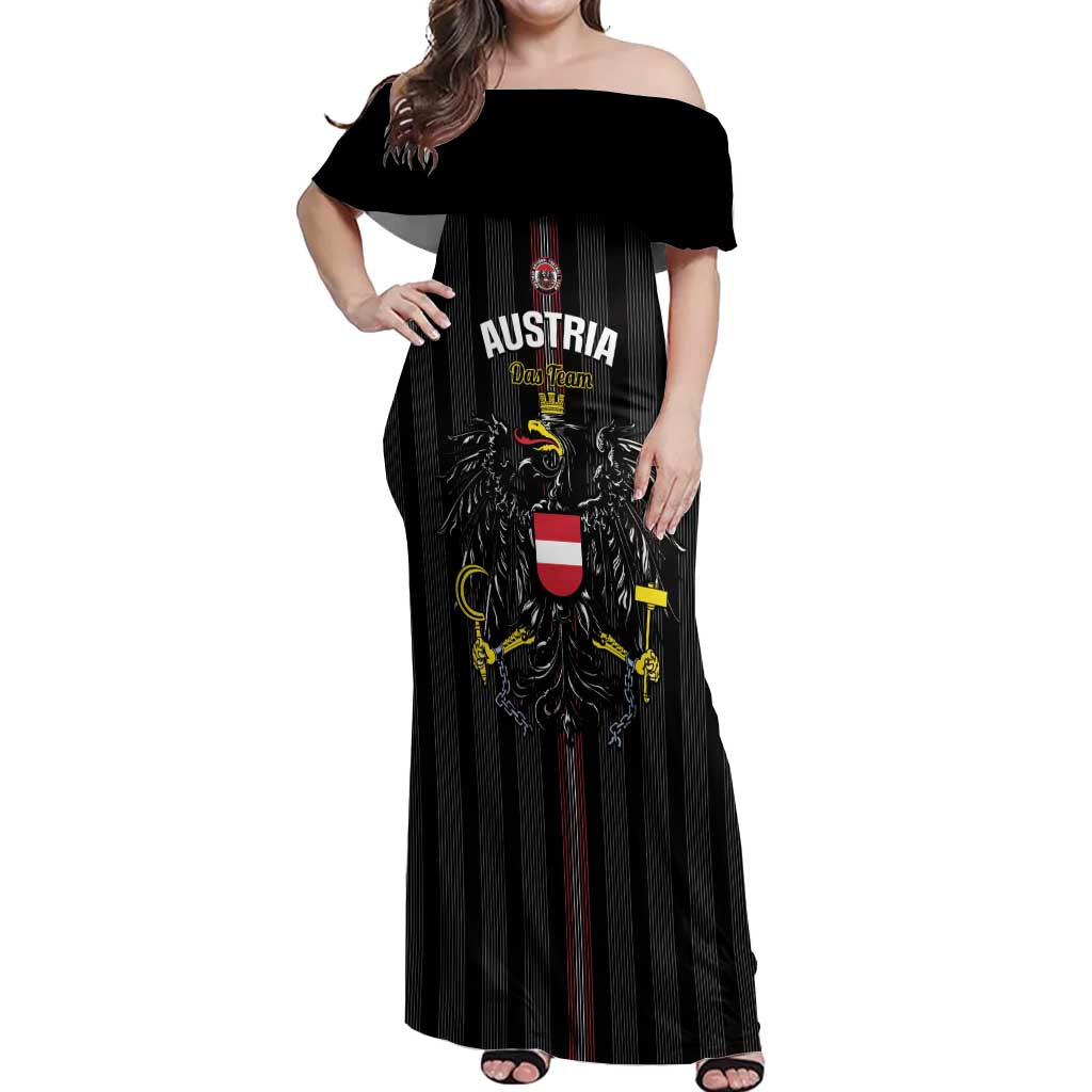 Custom Austria Football Off Shoulder Maxi Dress 2026 Go Das Team Striped Style - Wonder Print Shop