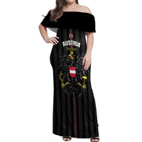 Custom Austria Football Off Shoulder Maxi Dress 2026 Go Das Team Striped Style - Wonder Print Shop