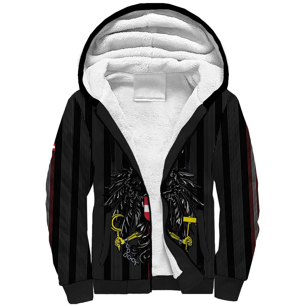 Custom Austria Football Sherpa Hoodie 2026 Go Das Team Striped Style - Wonder Print Shop