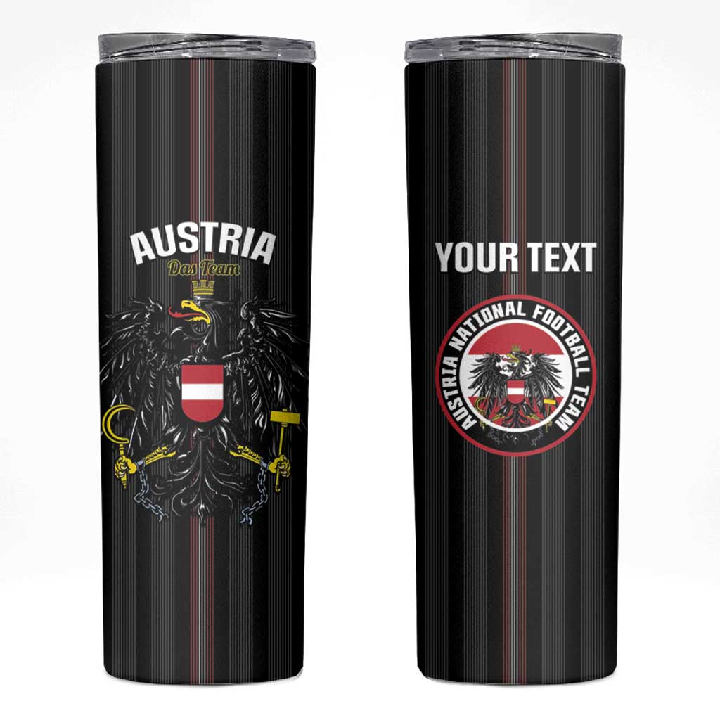 Custom Austria Football Skinny Tumbler 2026 Go Das Team Striped Style - Wonder Print Shop
