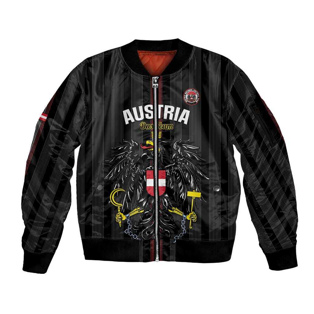 Custom Austria Football Sleeve Zip Bomber Jacket 2026 Go Das Team Striped Style - Wonder Print Shop