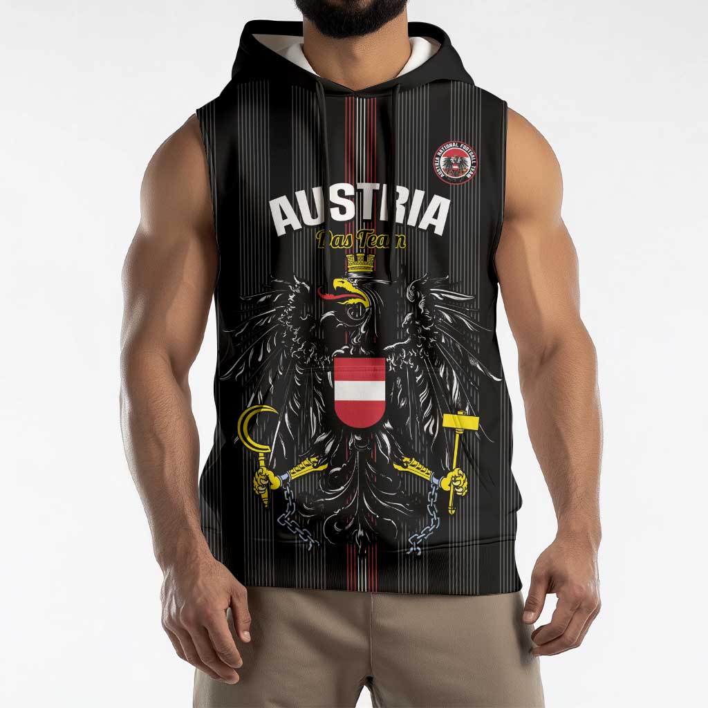 Custom Austria Football Sleeveless Hoodie 2026 Go Das Team Striped Style - Wonder Print Shop