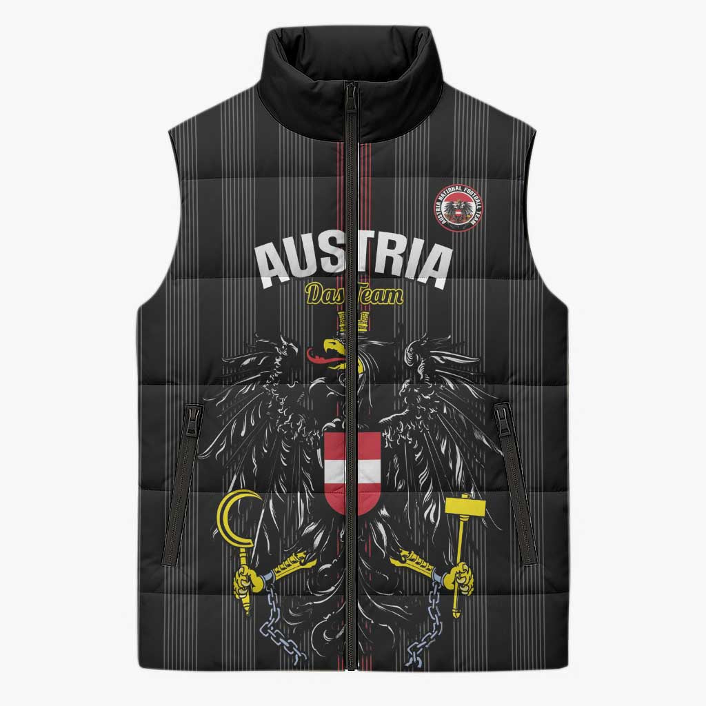 Custom Austria Football Sleeveless Puffer Jacket 2026 Go Das Team Striped Style - Wonder Print Shop