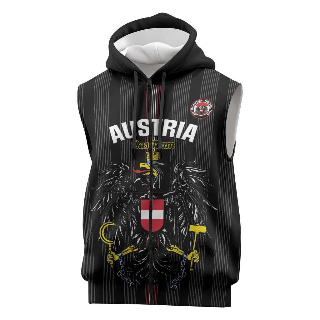 Custom Austria Football Sleeveless Zip Hoodie 2026 Go Das Team Striped Style - Wonder Print Shop