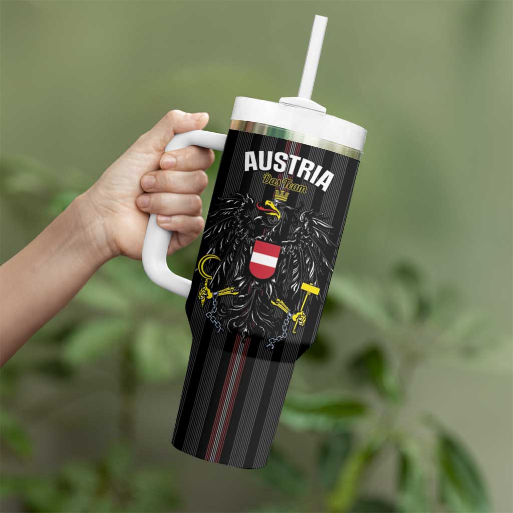 Custom Austria Football Tumbler With Handle 2026 Go Das Team Striped Style - Wonder Print Shop