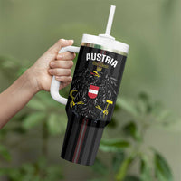 Custom Austria Football Tumbler With Handle 2026 Go Das Team Striped Style - Wonder Print Shop