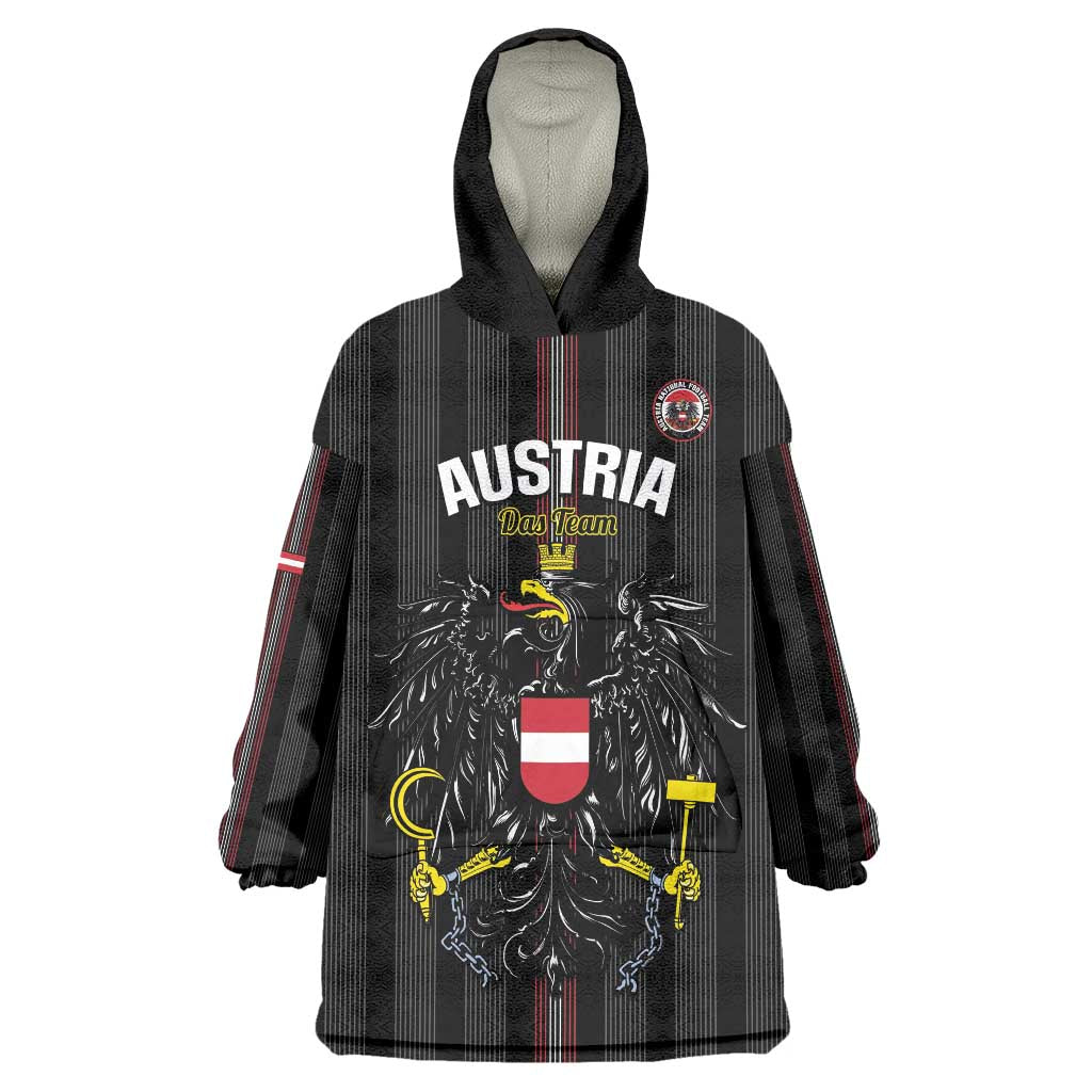 Custom Austria Football Wearable Blanket Hoodie 2026 Go Das Team Striped Style - Wonder Print Shop