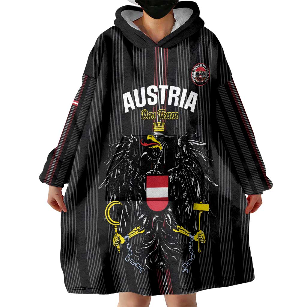 Custom Austria Football Wearable Blanket Hoodie 2026 Go Das Team Striped Style - Wonder Print Shop