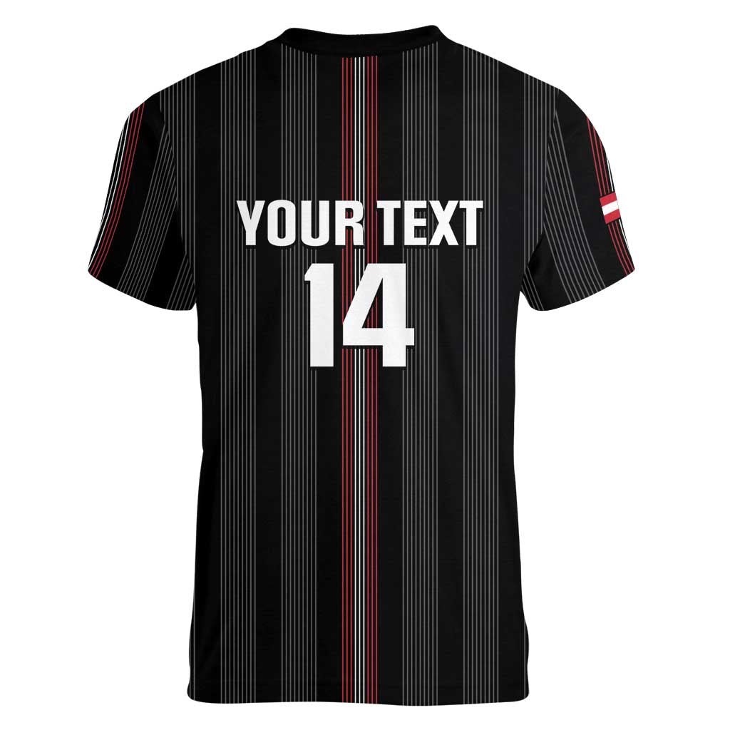 Custom Austria Football Women V-Neck T-Shirt 2026 Go Das Team Striped Style - Wonder Print Shop