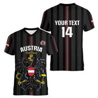 Custom Austria Football Women V-Neck T-Shirt 2026 Go Das Team Striped Style - Wonder Print Shop