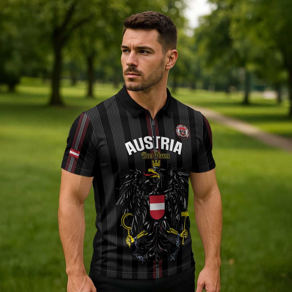 Custom Austria Football Zipper Polo Shirt 2026 Go Das Team Striped Style - Wonder Print Shop