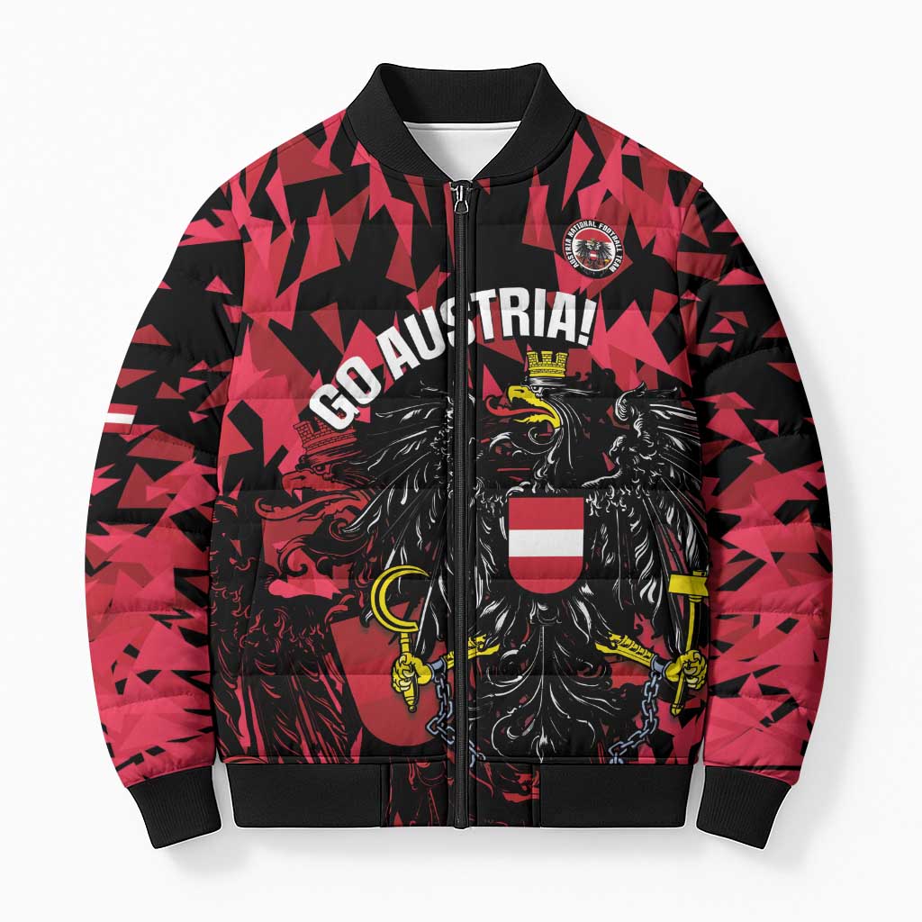 Custom Austria Football Bomber Puffer Jacket 2026 Das Team Black Eagle - Wonder Print Shop