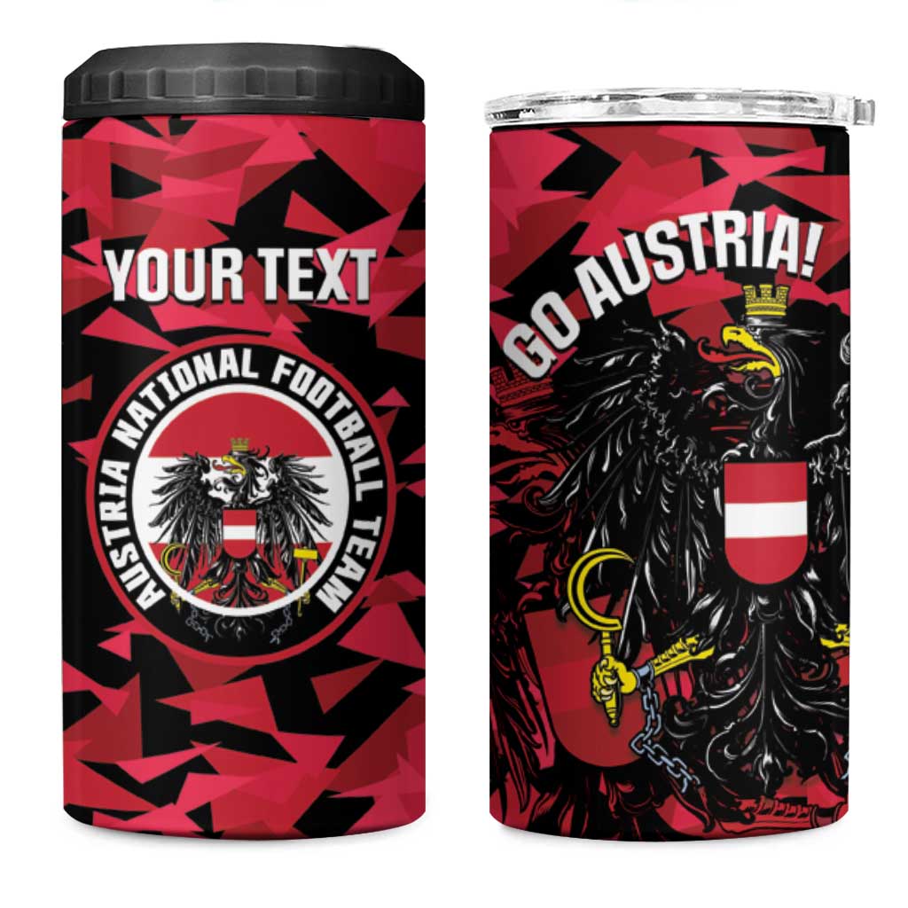 Custom Austria Football 4 in 1 Can Cooler Tumbler 2026 Das Team Black Eagle - Wonder Print Shop
