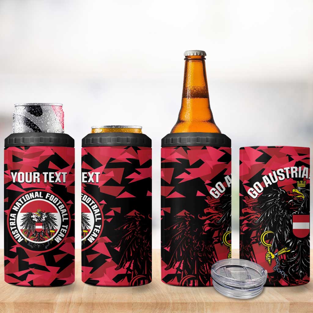 Custom Austria Football 4 in 1 Can Cooler Tumbler 2026 Das Team Black Eagle - Wonder Print Shop
