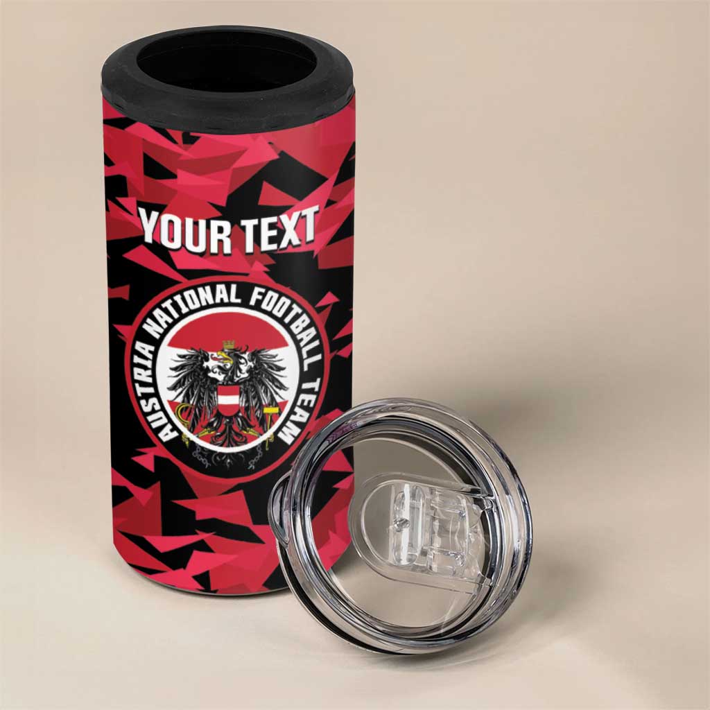 Custom Austria Football 4 in 1 Can Cooler Tumbler 2026 Das Team Black Eagle - Wonder Print Shop