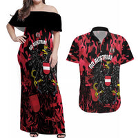 Custom Austria Football Couples Matching Off Shoulder Maxi Dress and Hawaiian Shirt 2026 Das Team Black Eagle - Wonder Print Shop
