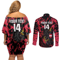 Custom Austria Football Couples Matching Off Shoulder Short Dress and Long Sleeve Button Shirt 2026 Das Team Black Eagle - Wonder Print Shop