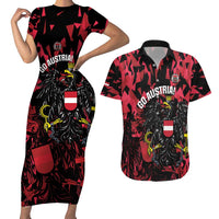 Custom Austria Football Couples Matching Short Sleeve Bodycon Dress and Hawaiian Shirt 2026 Das Team Black Eagle - Wonder Print Shop
