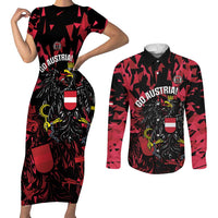 Custom Austria Football Couples Matching Short Sleeve Bodycon Dress and Long Sleeve Button Shirt 2026 Das Team Black Eagle - Wonder Print Shop