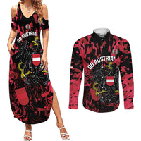 Custom Austria Football Couples Matching Summer Maxi Dress and Long Sleeve Button Shirt 2026 Das Team Black Eagle - Wonder Print Shop