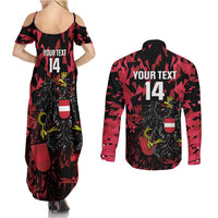 Custom Austria Football Couples Matching Summer Maxi Dress and Long Sleeve Button Shirt 2026 Das Team Black Eagle - Wonder Print Shop