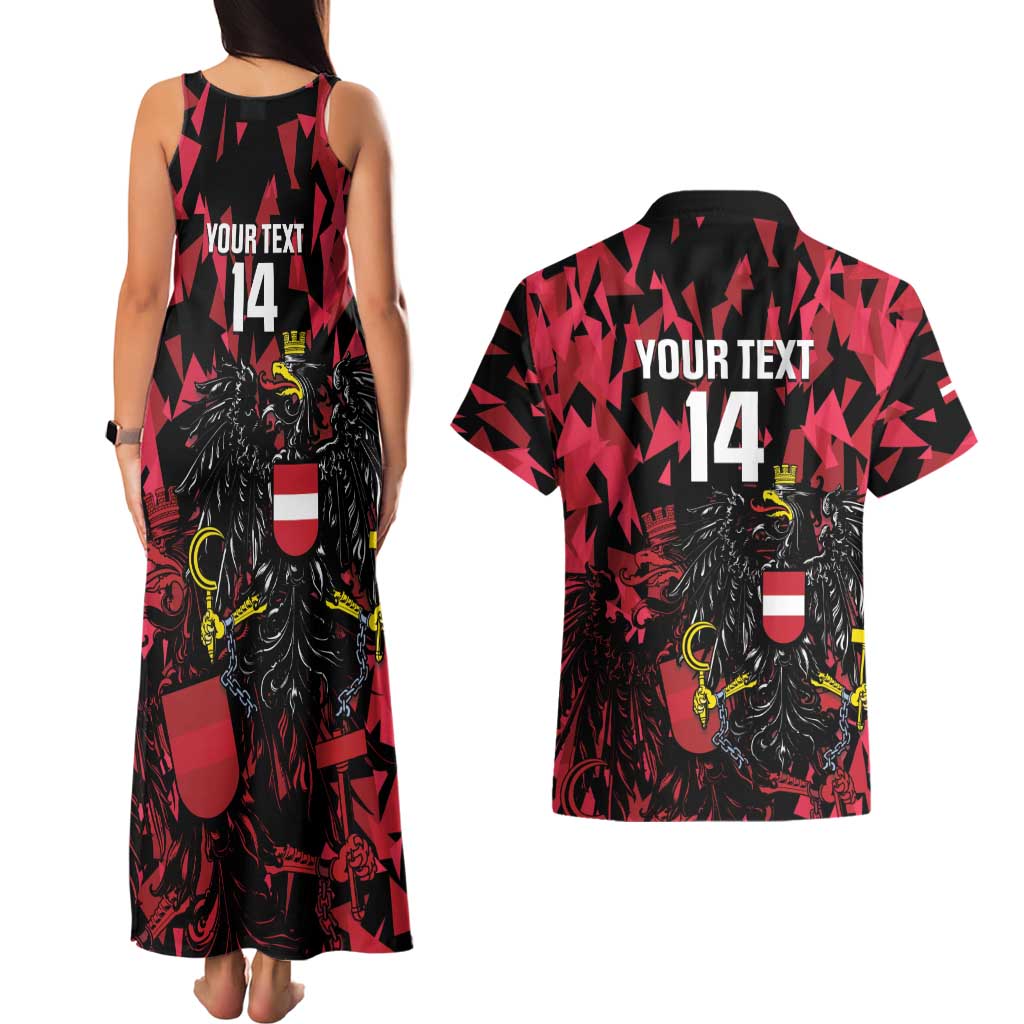 Custom Austria Football Couples Matching Tank Maxi Dress and Hawaiian Shirt 2026 Das Team Black Eagle - Wonder Print Shop