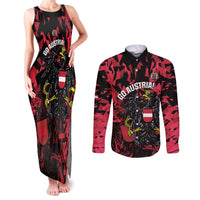 Custom Austria Football Couples Matching Tank Maxi Dress and Long Sleeve Button Shirt 2026 Das Team Black Eagle - Wonder Print Shop