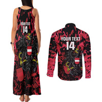Custom Austria Football Couples Matching Tank Maxi Dress and Long Sleeve Button Shirt 2026 Das Team Black Eagle - Wonder Print Shop