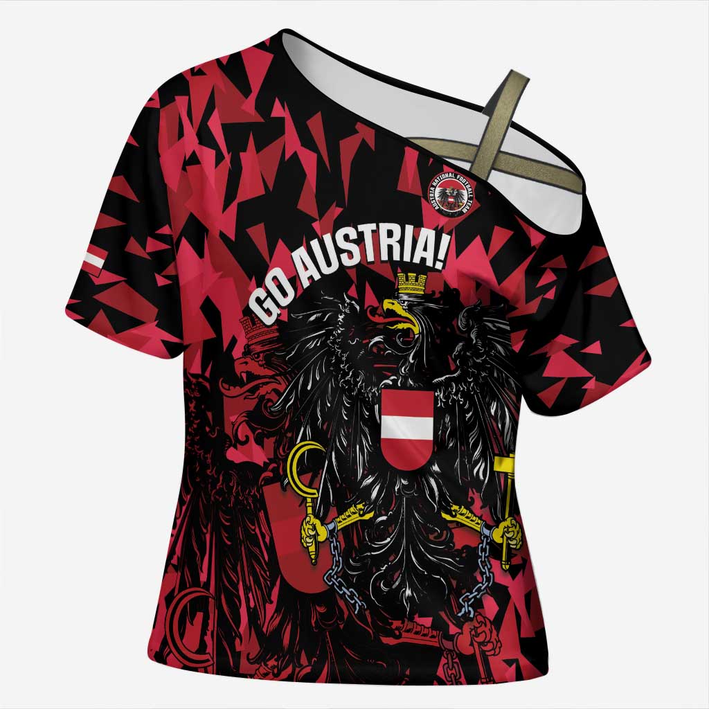 Custom Austria Football Cross Shoulder Shirt 2026 Das Team Black Eagle - Wonder Print Shop